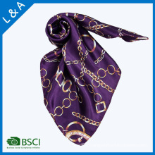 Polyester Satin Purple Rope Chain Scarves Little Square Scarf